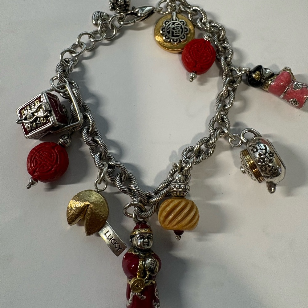 Retired Brighton Chinese Fortune Cookie Charm Bracelet - Hard to Find